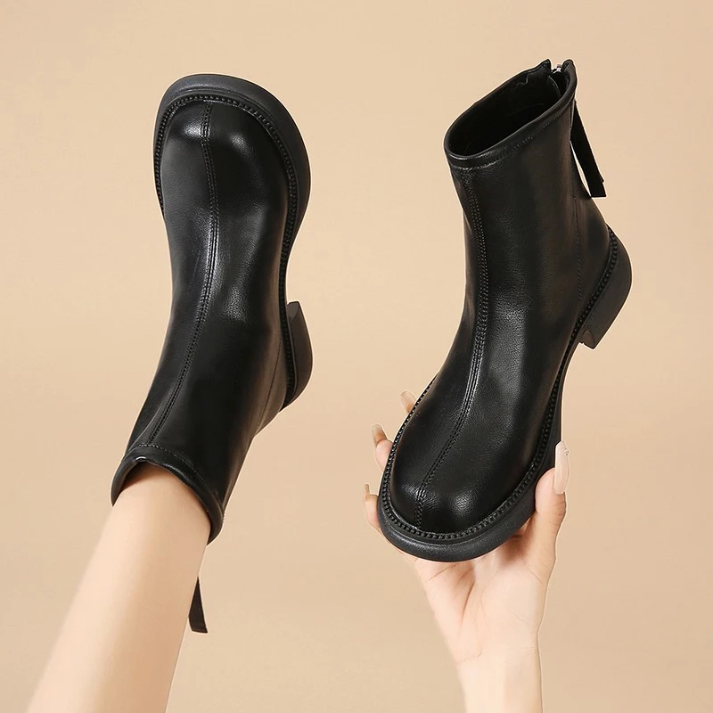 

Женские ботильоны на среднем каблуке, прогулочная обувь на молнии, зимние дизайнерские новые ботинки челси, повседневные ботинки-гладиаторы на массивном каблуке, 2024
