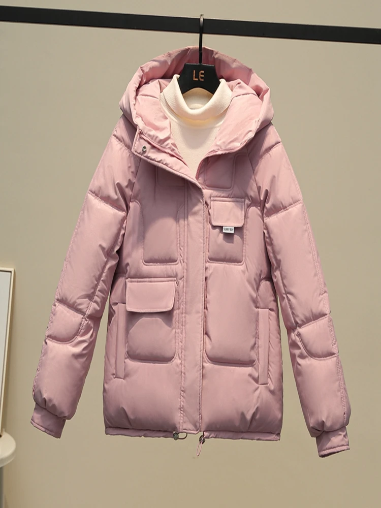 New 2022 Women Short Jacket Winter Thick Hooded Cotton Padded Coats Female Korean Loose Puffer Parkas Ladies Oversize Outwear