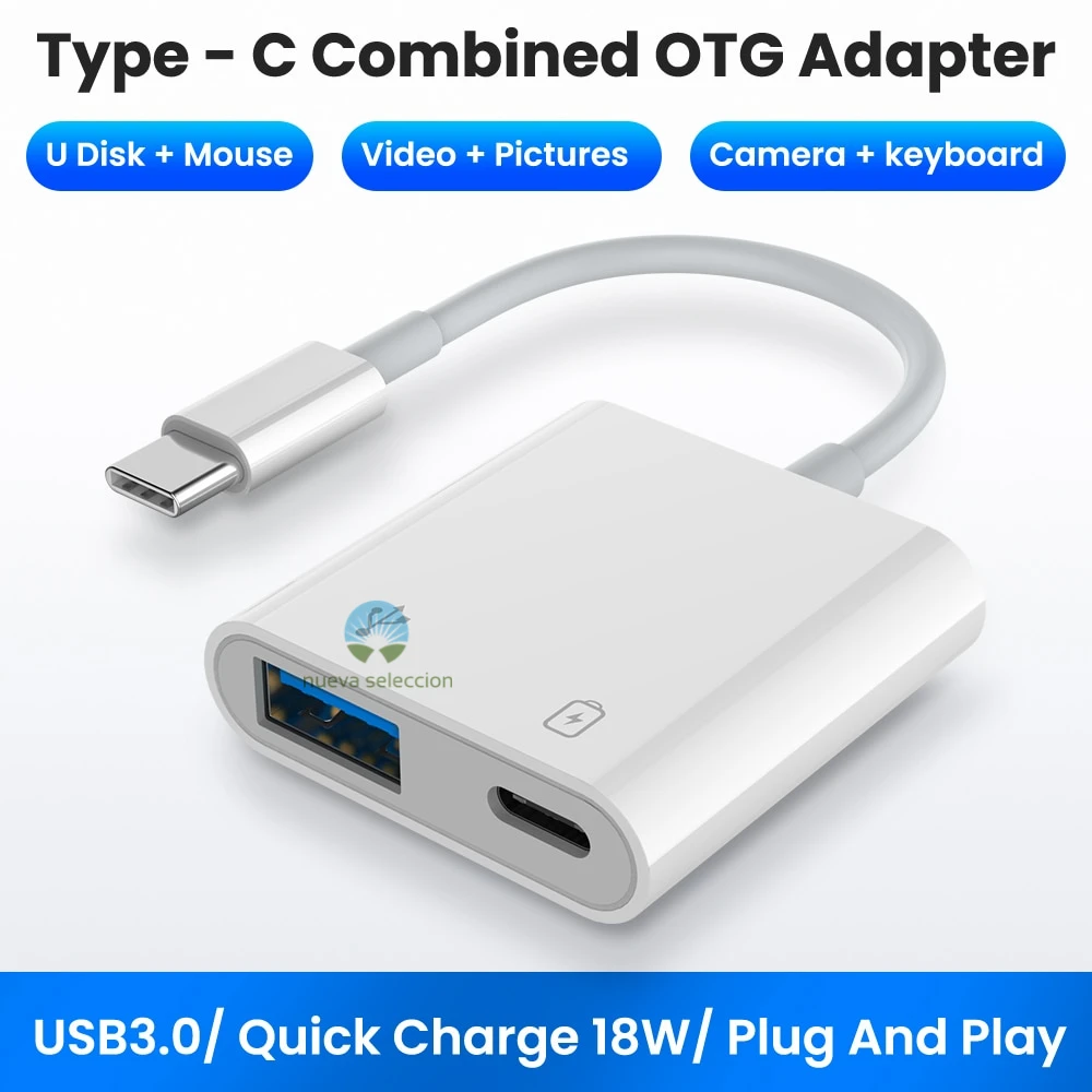 

2 in 1 OTG USB A to Type C Cable Adapter for Xiaomi Huawei OnePlus Samsung USB 3 OTG w/ Charge Power OTG USB Female for Mi Redmi