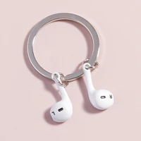 cute headset shape keychain for car key simple key rings women men handbag pendants diy handmade jewelry accessories