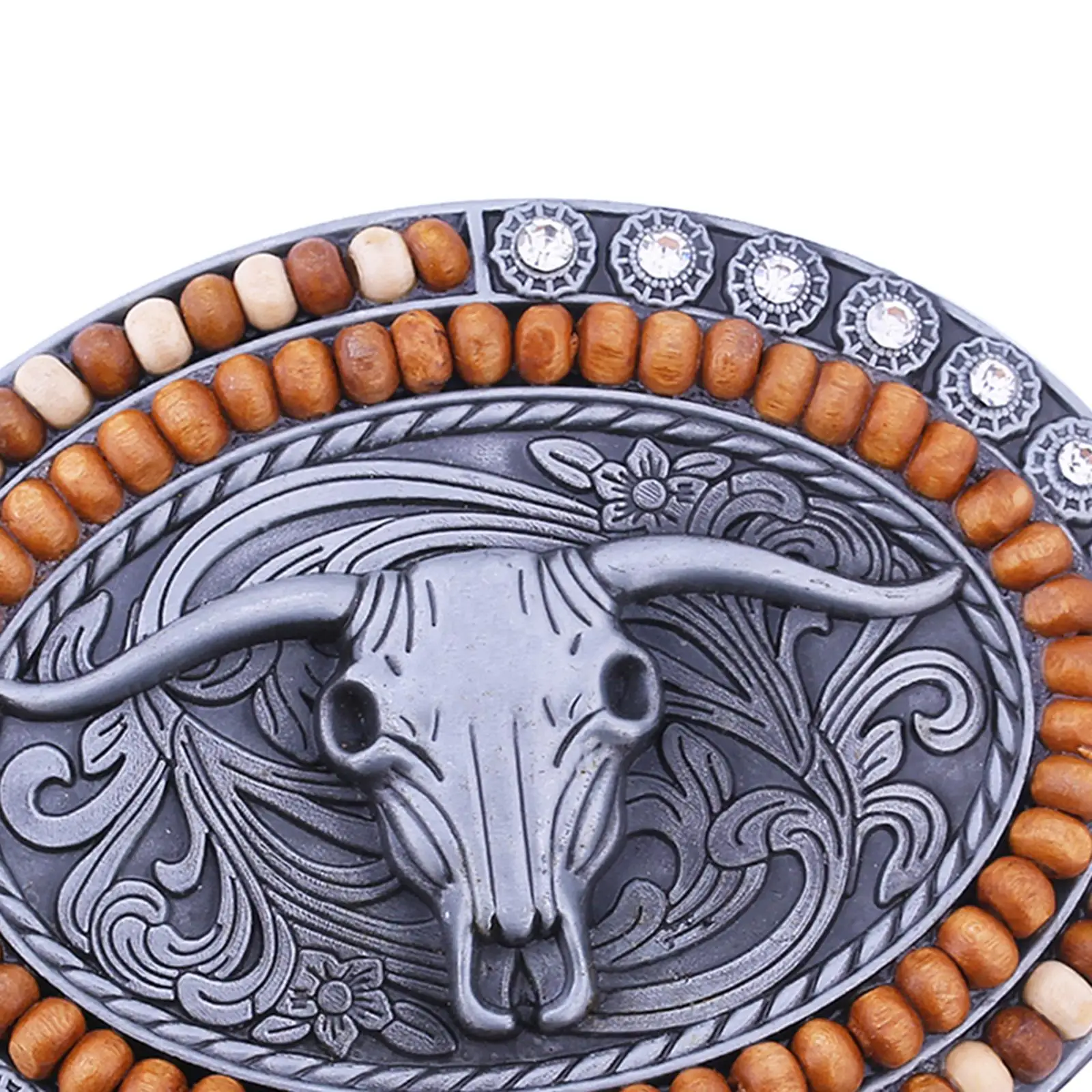 

Мужской простой ковбойский ремень, Пряжка из сплава, коровья кожа, Череп, деревянные бусины, 10Cmx7.5 см, винтажный стиль, новинка, Пряжка для 1,5 д...