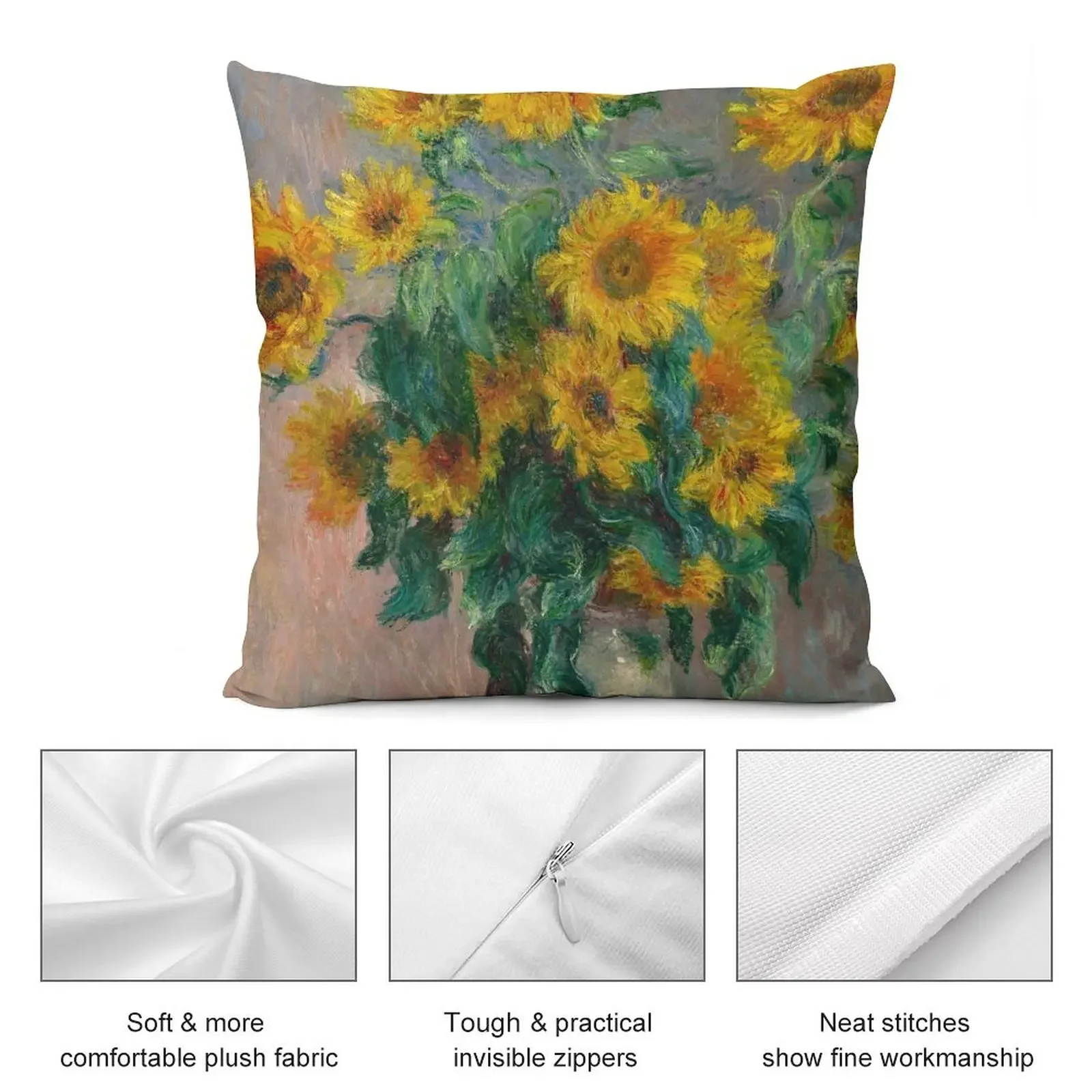 Клод Моне - Букет подсолнухов Французская живопись Турнесols Пледы Наволочки Для