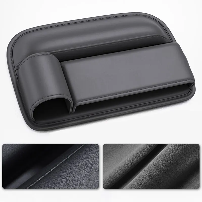 Premium Car Seat Gap Organizer Textured Pu Leather Front Storage Bag with Cup Holder Auto Center Console Crevice Filler |