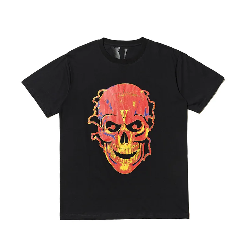 

2022 летняя футболка Vlone, парриллы thundermat flames, футболка с коротким рукавом и V-образным вырезом для мужчин и женщин