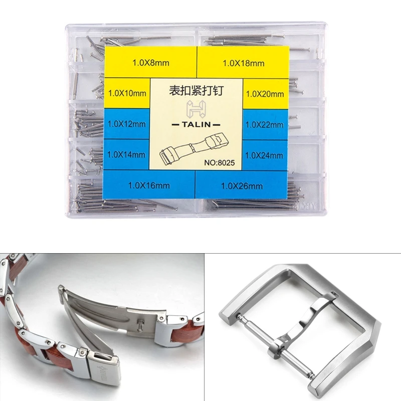 

10 Sizes Watch Tight Nailing Stainless Steel Watch Band Tool Set Watchmaker Tool 8/10/12/14/16/18/20/22/24/26mm Durable