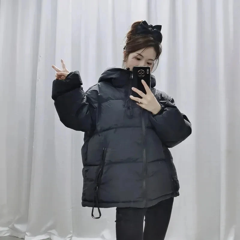 

Down Cotton Jacket Women Autumn Winter 2023 New Large Size Hooded Cotton Coat Fashion Casual Loose Versatile Thick Parkas Womens