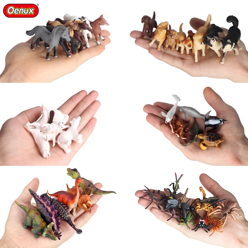 

Oenux Small Size Wild Farm Sealife Animals Model Action Figure Jurassic Dinosaur Figurines Cute Miniature Cake Toppers Kid Toy