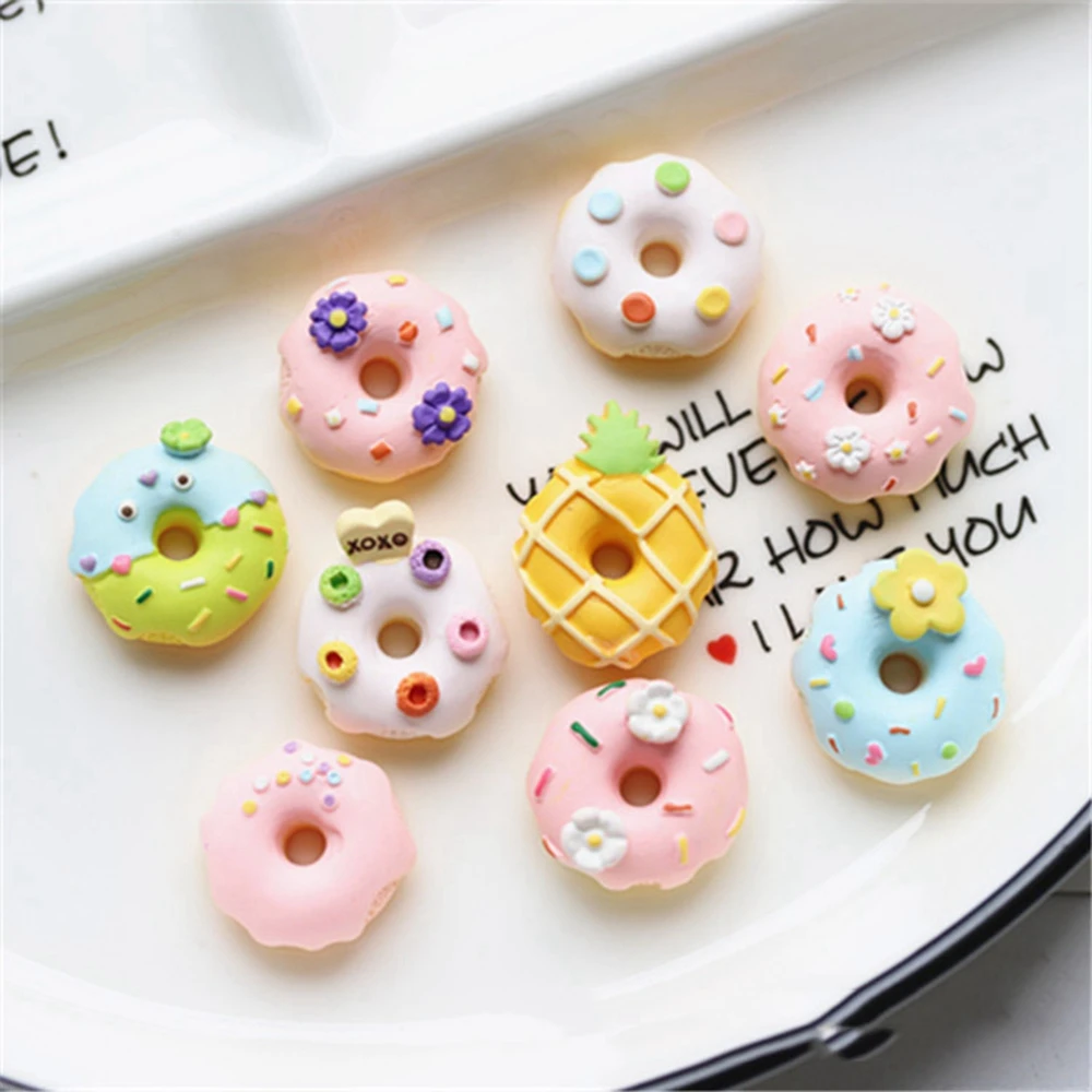 

Taoup 10pcs Creamy Resin Donut Decor Supplies Donut Party Favors Birthday Party Supplies Baby Shower Decor DIY Crafts for Phone
