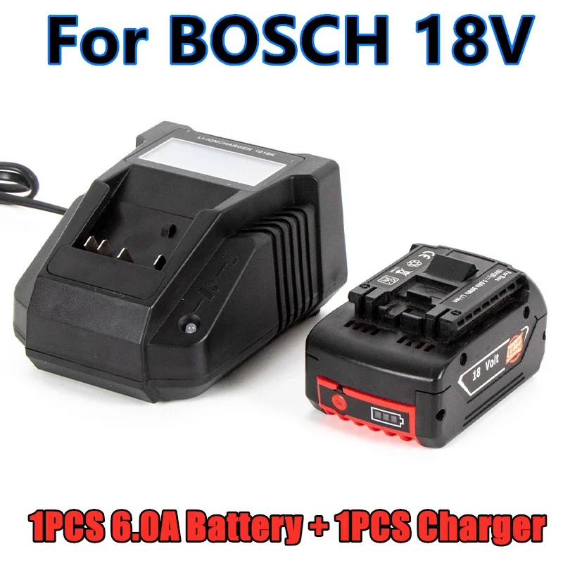 

Li-ion Battery Replacement for Bosch 18V Power Tools with 6000mAh Capacity and Charger Kit