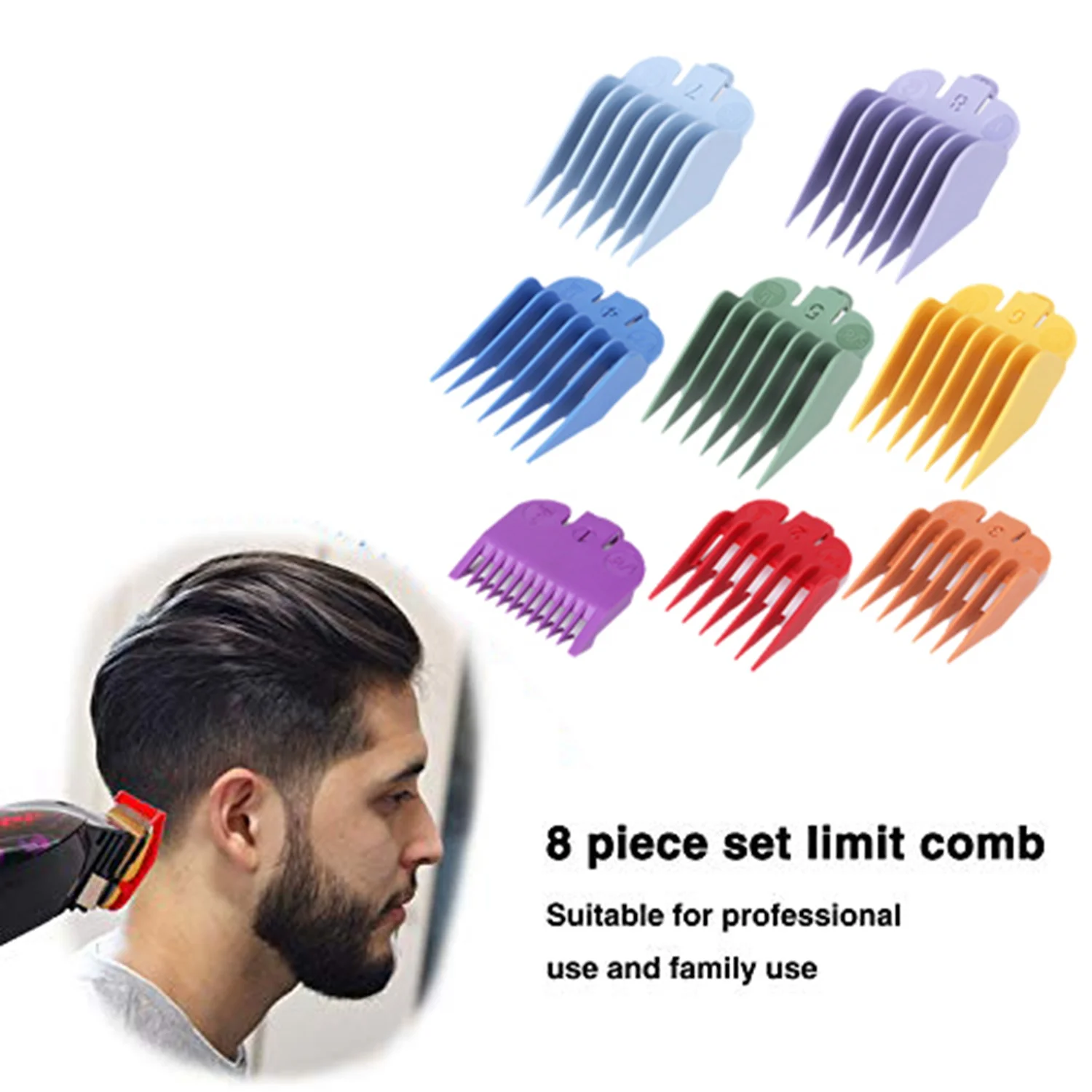 

Профессиональная сменная насадка для машинки для стрижки волос, направляющая расческа 8 цветов и размеров, подходит для триммеров Wahl