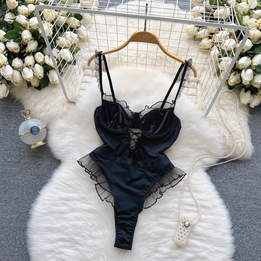 

Женское Кружевное боди с лямкой на шее, облегающие короткие комбинезоны с цветочным принтом, Модные прозрачные Клубные черные, белые свадебные кофточки, 2023