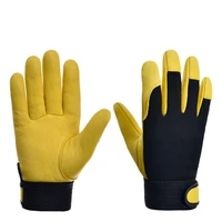 driving sport men safety mechanic working glove sheepskin yellow white leather industrial work gloves wholesale 527my