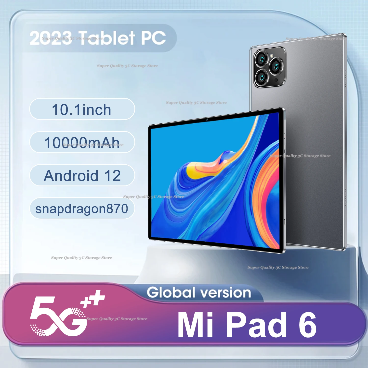

Планшет на Android 12, Mi Pad 6, 10,1 дюйма, HD 16 ГБ + 512 ГБ