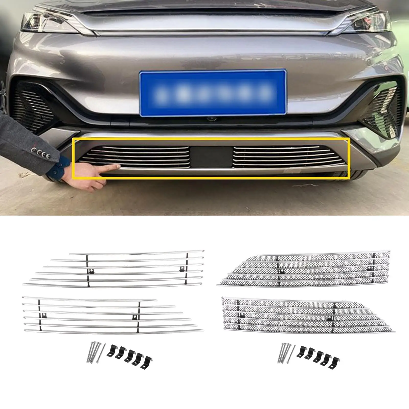 

2x Auto Front Lower Grill Grille Cover Trims Sturdy for Byd Atto 3 Yuan Plus