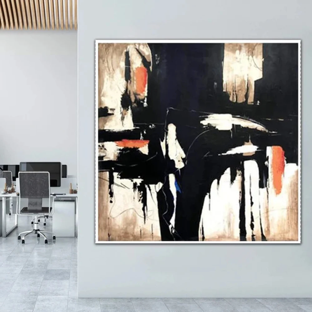 

Oversized Original Painting Brown Abstract Black Contemporary Art Minimalist Textured Oil Painting Wall Decor