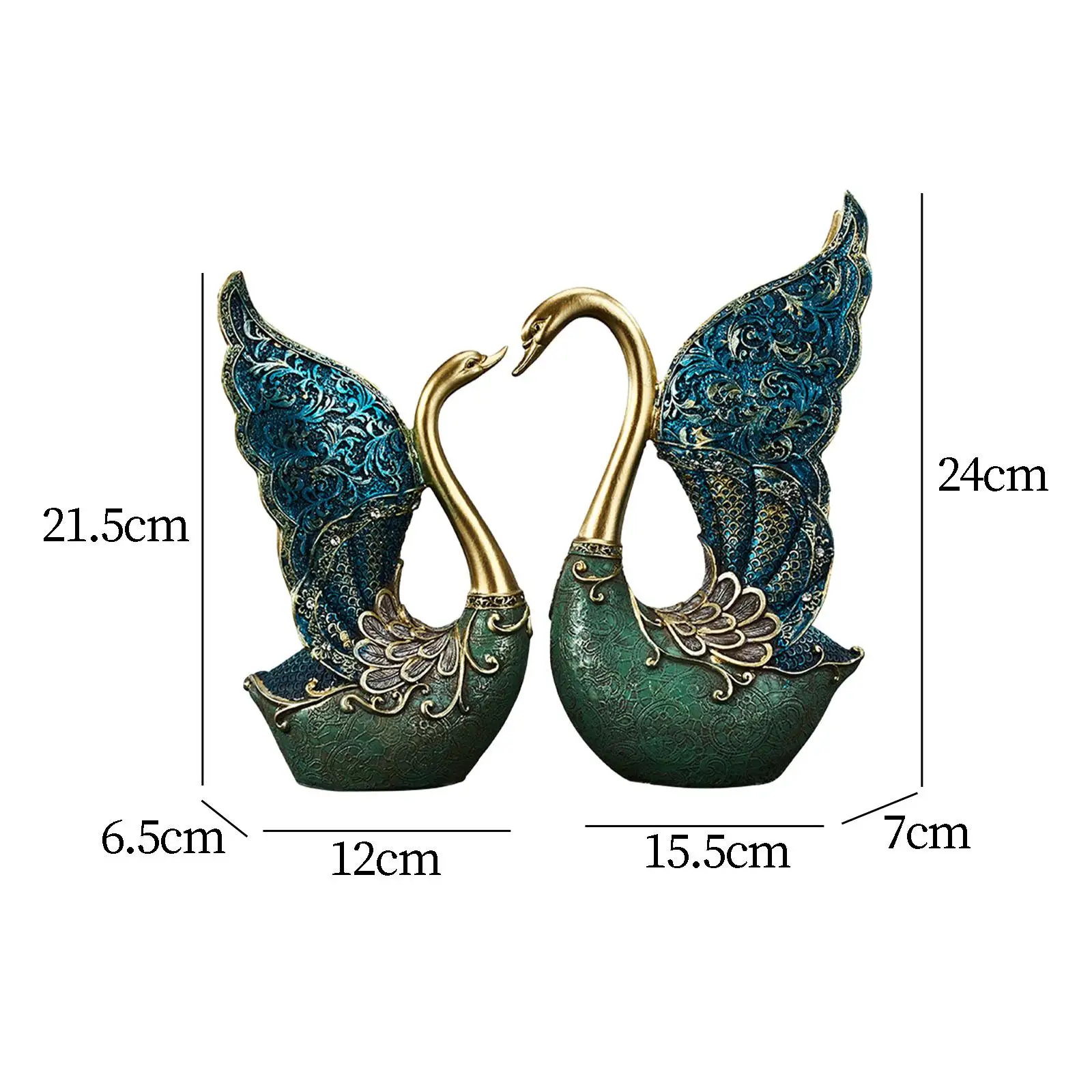 

2x Birds Figure Table Centerpiece Swan Figurines Statues Resin Sculpture for Cabinet Valentine's Day Birthday Fireplace Office