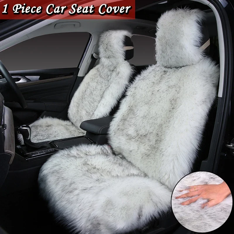 

Car Front Rear Seat Covers Long Faux Fur Wool Seats Cushion Plush Auto Armrest Cover Universal Autumn Winter Warm Cars Interior