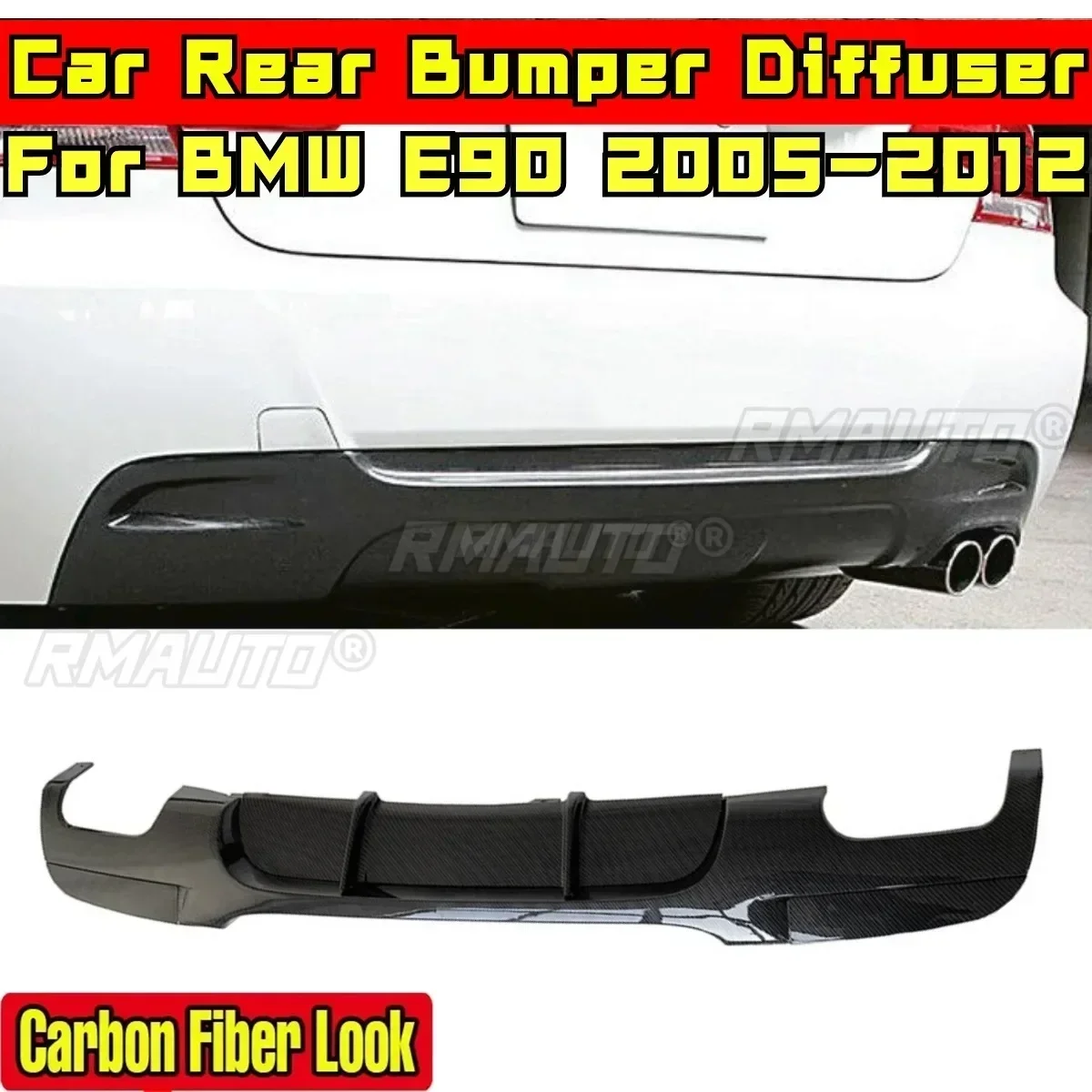 E90 Rear Bumper Lip Carbon Fiber Look MP Style Splitter Spoiler Body Kit For BMW 2005-2012 Car Accessories