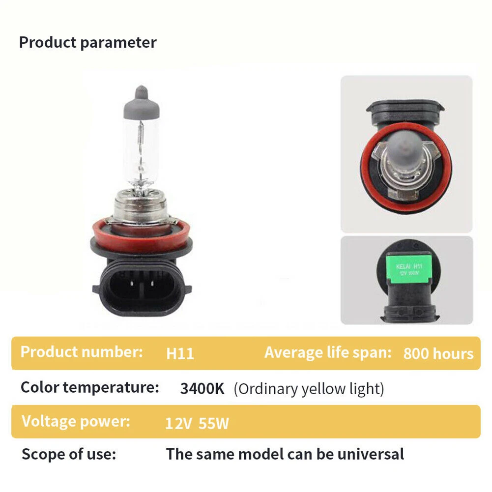 

2 PCS H11 Halogen 55W Replacement Halogen Bulbs Amber Auto Low-Beam Driving Light Bulbs Fog Lamp 55W 12V