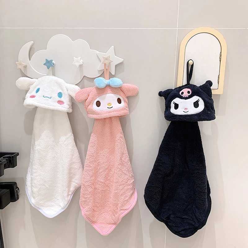 

Sanrios Cinnamoroll Kuromi Mymelody kawaii аниме плюшевые полотенца для рук Мультяшные Детские супер впитывающие полотенце из микрофибры для ванной