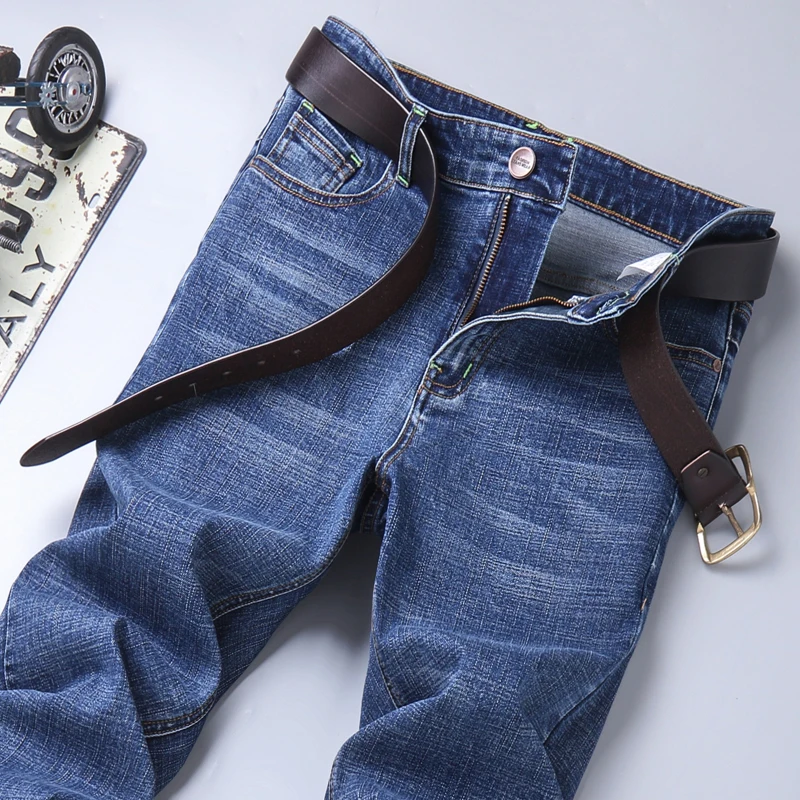 Thoshine Brand Summer Men Thin Jeans Slim Fit Fashion Style Denim Straight Pants Cowboy Casual Trousers Lightweight