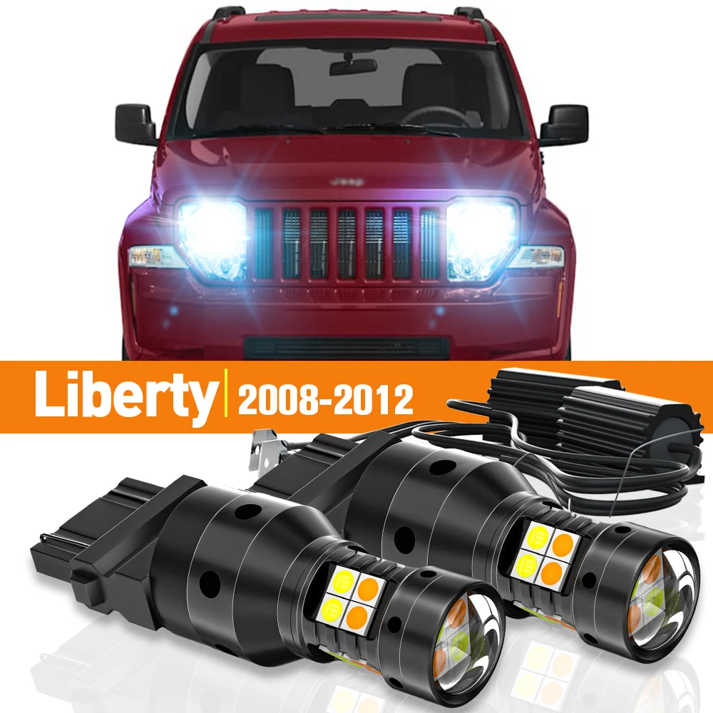 

2x LED Dual Mode Turn Signal+Daytime Running Light DRL For Jeep Liberty KK 2008-2012 2009 2010 2011 Accessories Canbus