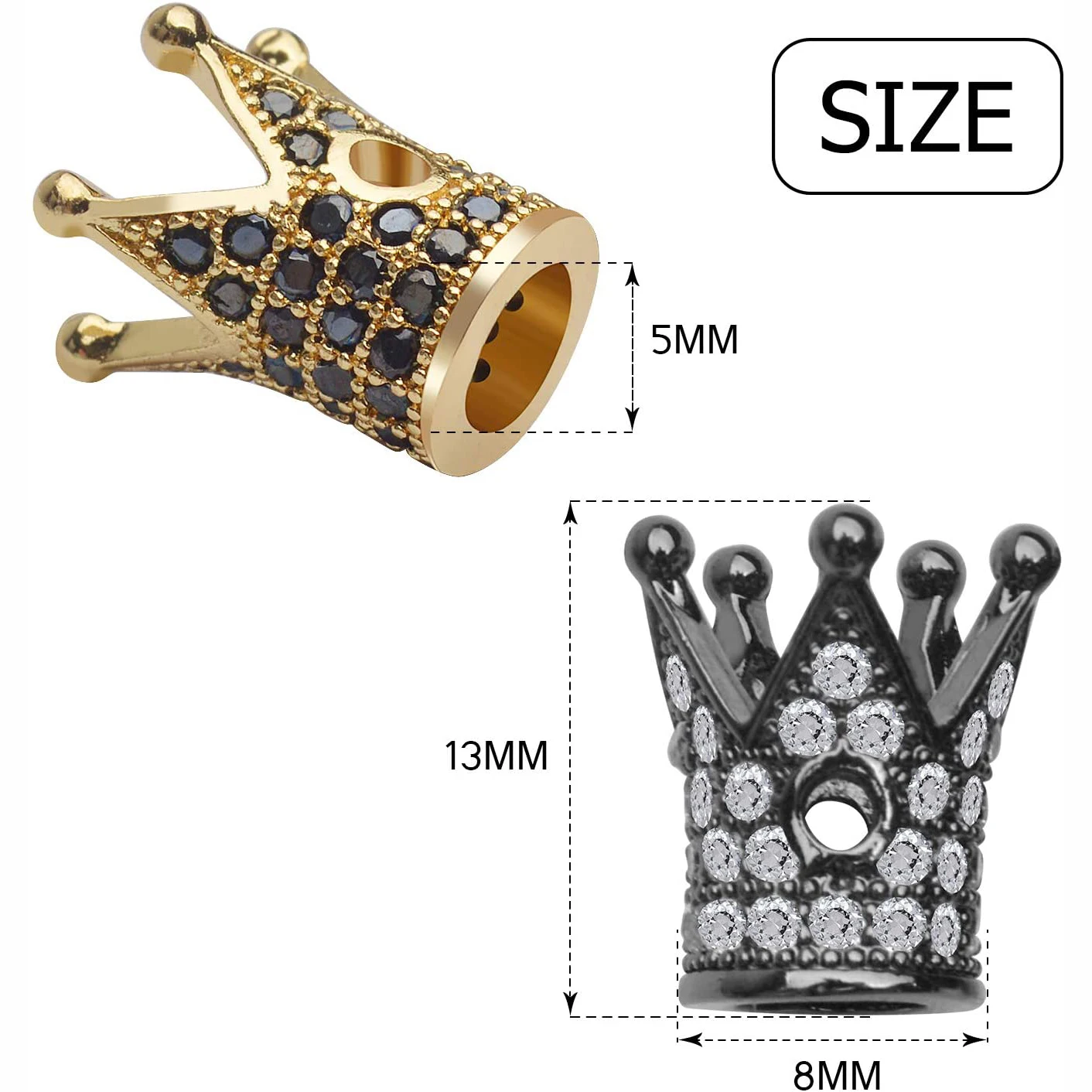 12 шт. бусины-разделители для браслетов инкрустированные фианитами |