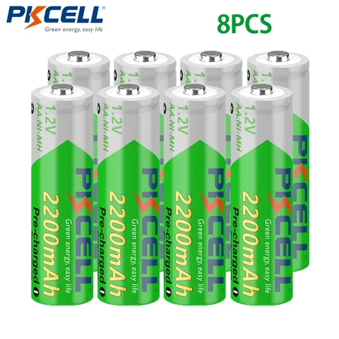 аккумуляторные батарейки аа Аккумуляторные батарейки PKCELL, 4 шт./8 шт., 2200 мАч, АА, 1,2 в батарейки пальчиковые аккумуляторные аккумуляторные батарейки