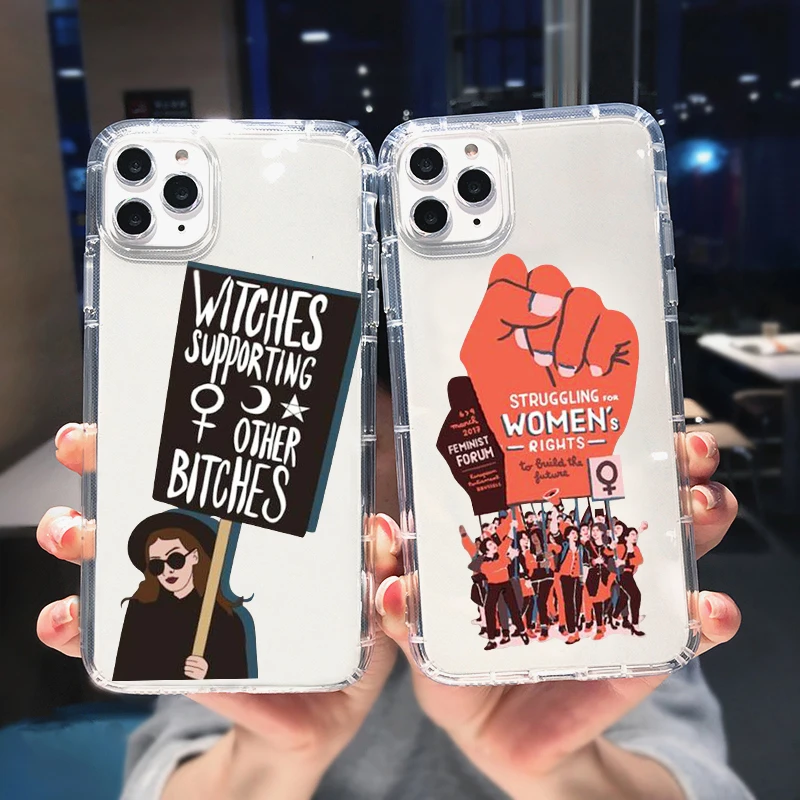 Прозрачный чехол для телефона с феминистской эстетикой и девушкой для IPhone 11 12 Mini 13 14 Pro Max XS X 8 7Plus SE XR