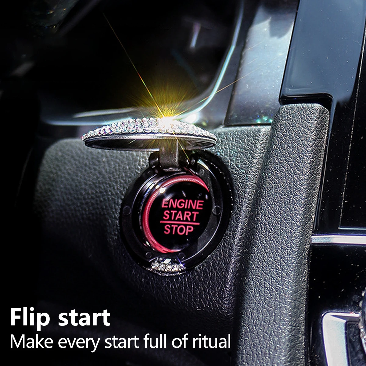 

Универсальное кольцо для автомобильного ключа, кнопка Зажигания, декоративная крышка, наклейка для запуска и остановки двигателя, светящий...