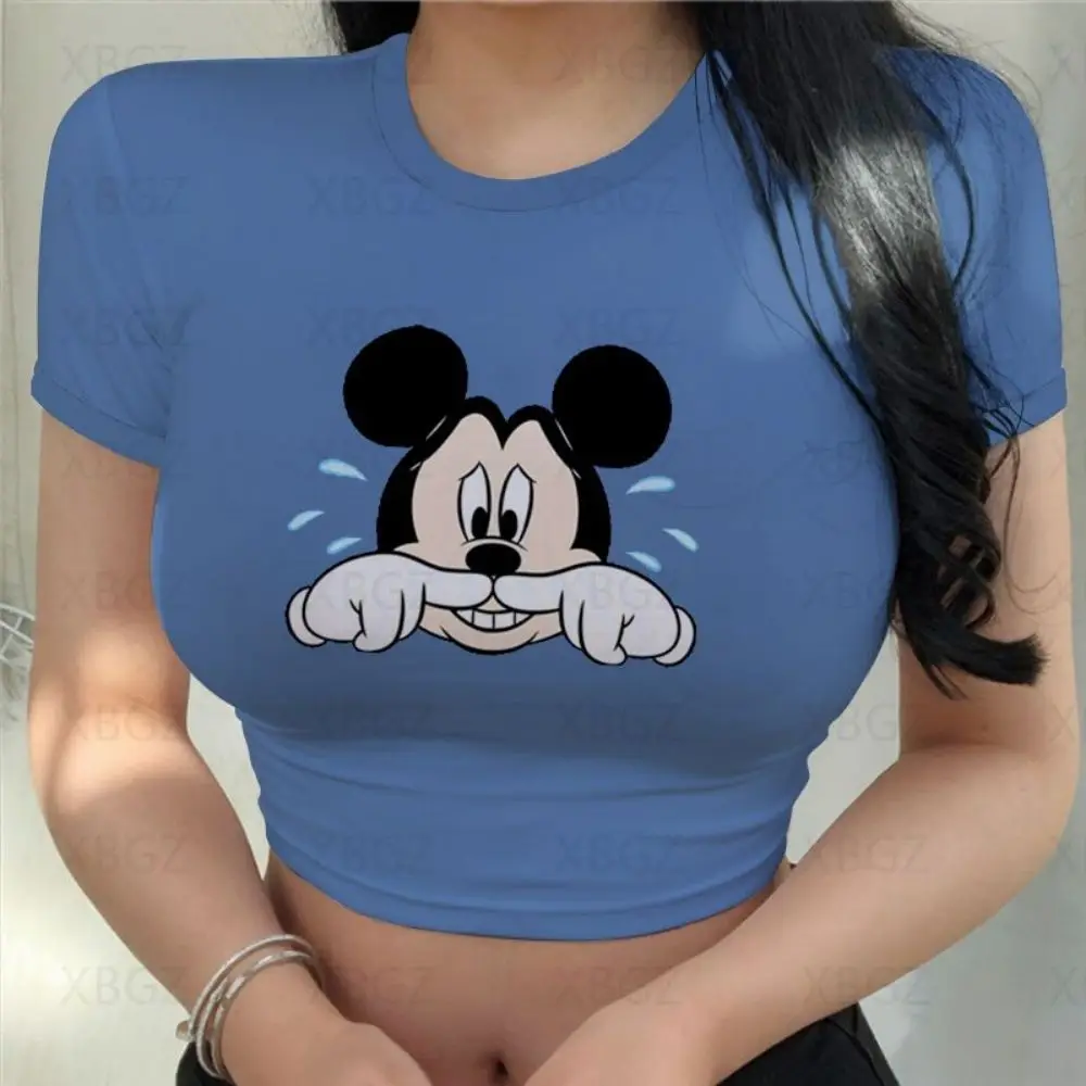 Укороченный топ с Микки Маусом Y2k облегающая женская футболка для вечеринки