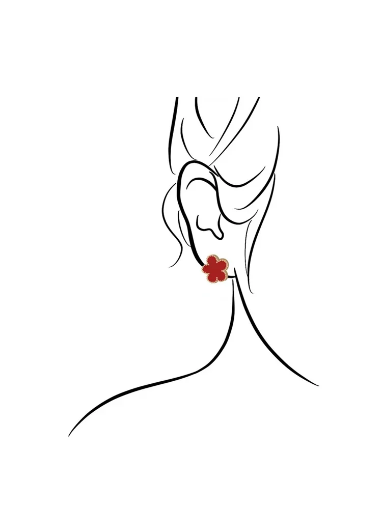 

Lucky Flower Clover Earrings 925 Sterling Silver 14K Gold Plated Agate Pearl Earring Ear Clip for Women Luxury Designer Jewelry