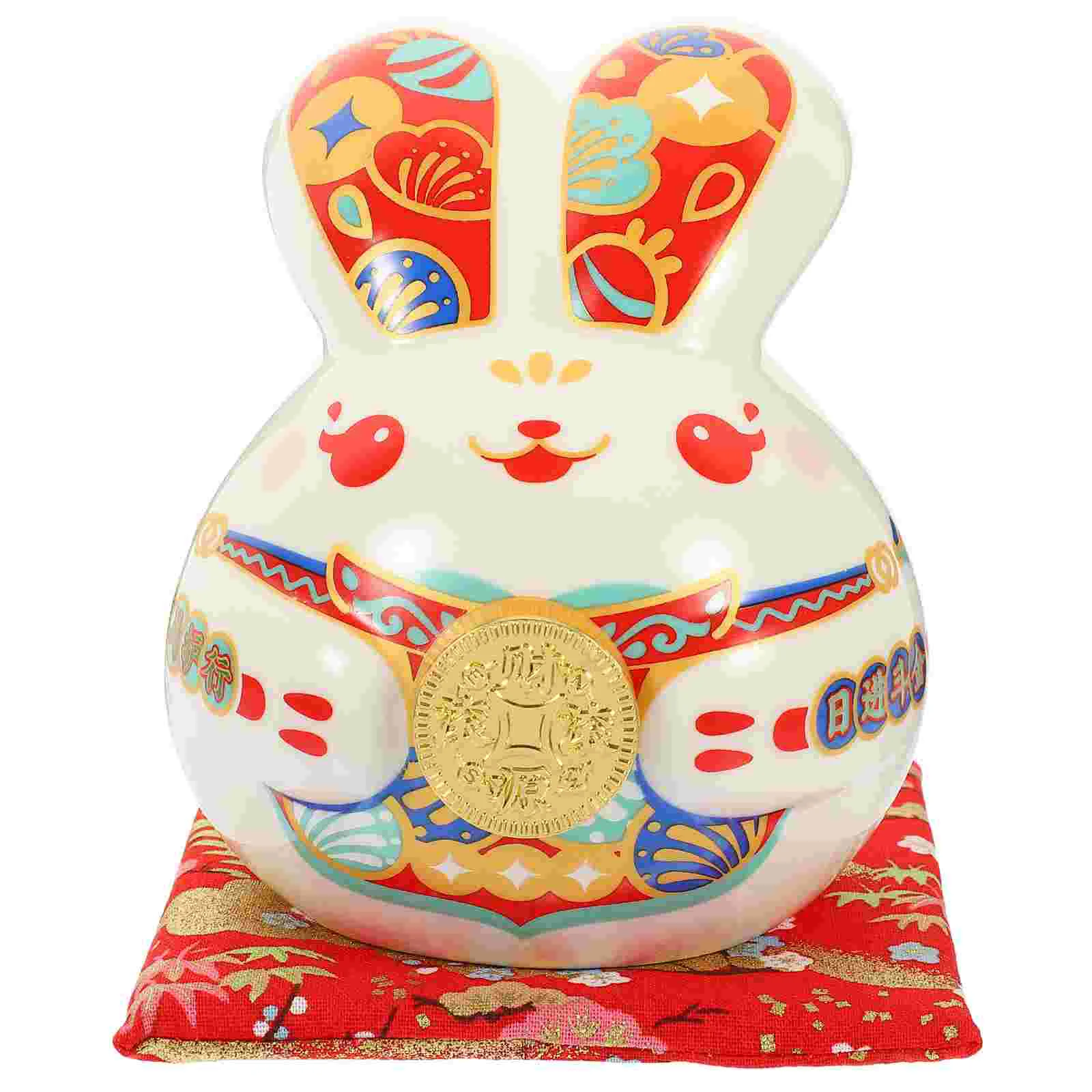 

Bank Piggy Rabbityear Statue Animal Zodiac Saving Bunny Thechinese Box Toy Pot Kidslucky Money Figurine Shui Feng Girls Storage