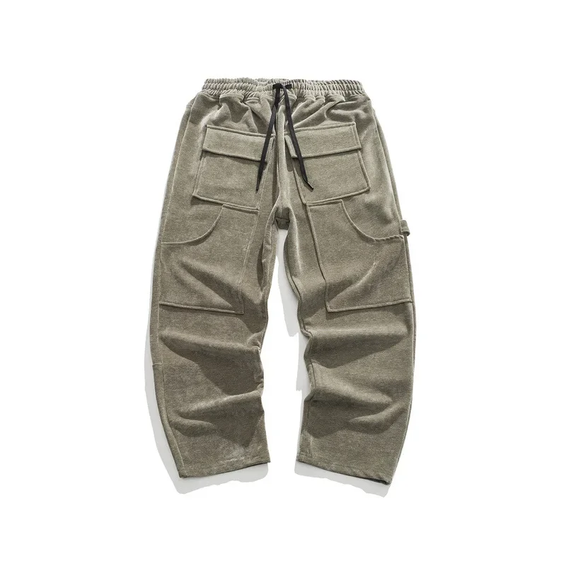 Винтажные мужские повседневные брюки в японском стиле осенне-зимние утолщенные