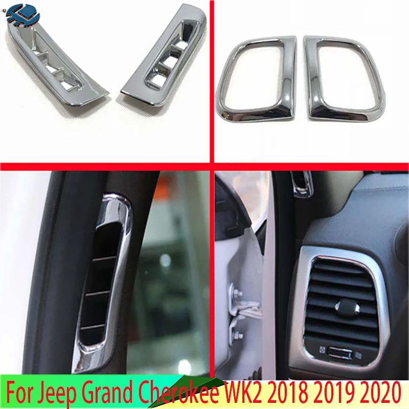 

For Jeep Grand Cherokee WK2 2018-2020 Car Styling Accessories ABS Chrome Air Vent Outlet Cover Dashboard Trim Bezel Frame