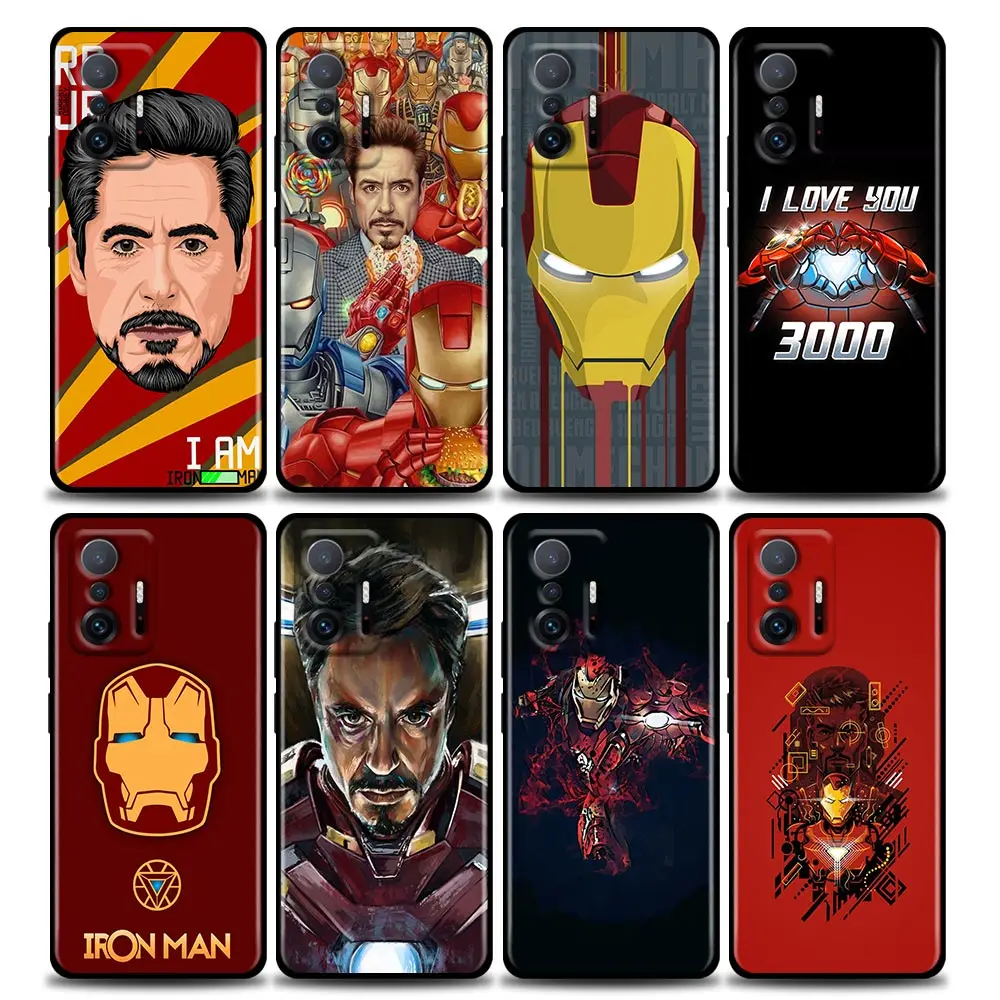 

Marvel Iron Man Comics Phone Case For Xiaomi 12 12X 11T X4 NFC M3 F3 GT M4 Pro Lite NE Poco M3 M4 X4 Redmi 5G Black Cover Fundas