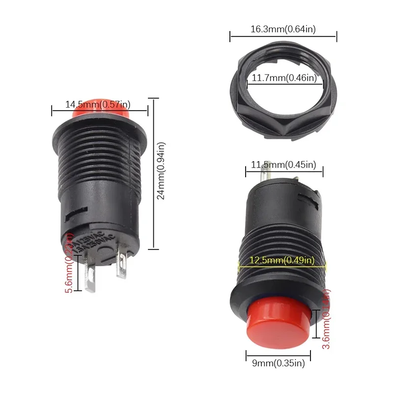 5 шт. DS-228 3A /125VAC 1.5A/250VAC On/off фиксация мгновенных кнопок переключателей