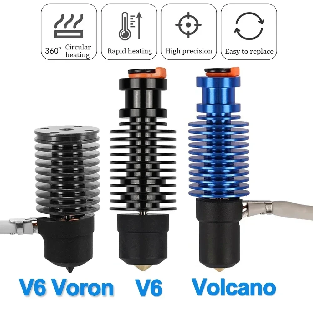 Фото Volcano Hotend E3D V6 24 В 50 Вт 60 Вт для 3D-принтера Voron 2,4, керамическая печатающая головка с нагревательным сердечником для Voron Prusa Ender 3 CR10 MK3S №1