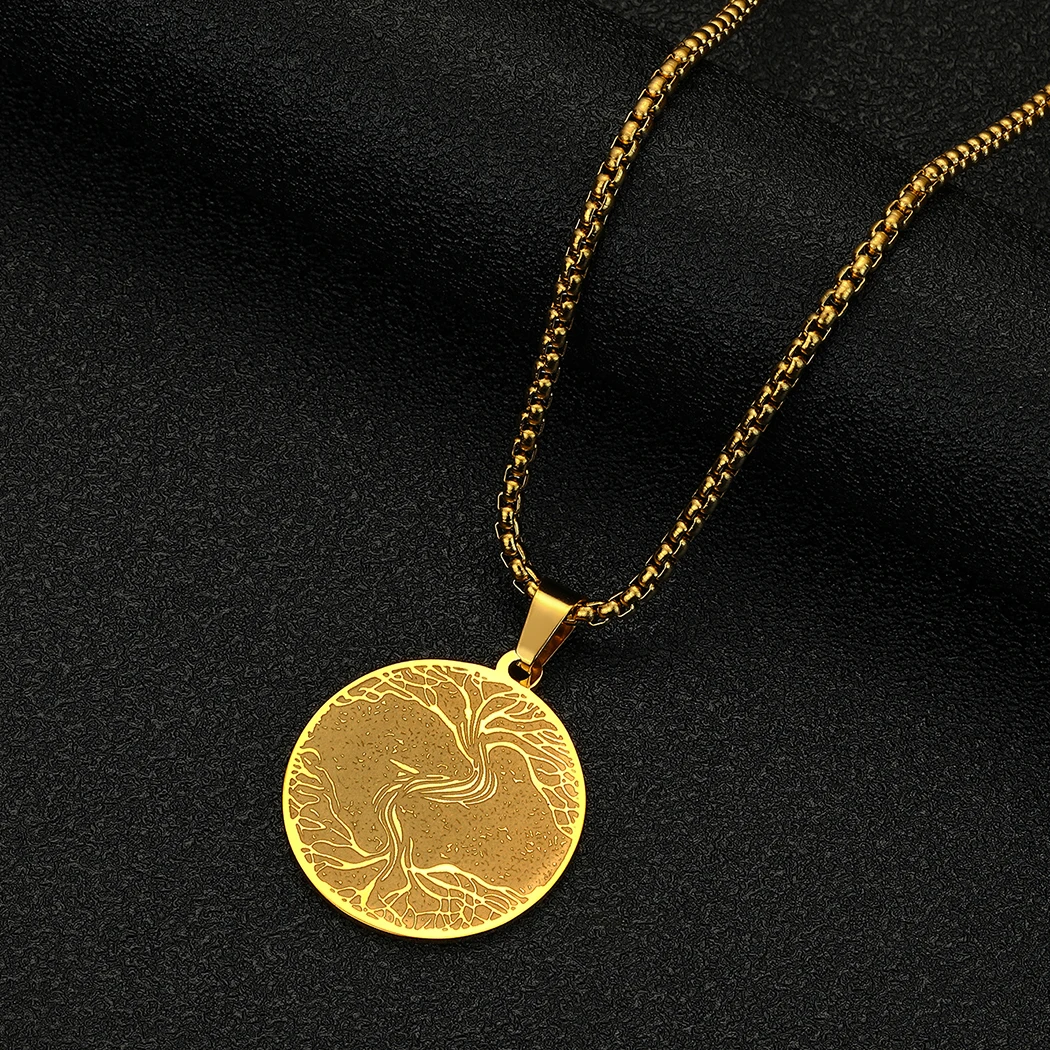 

CHENGXUN Stainless Steel Viking Amulet Tree of Life Norse Rune Pendant Necklace for Men and Women