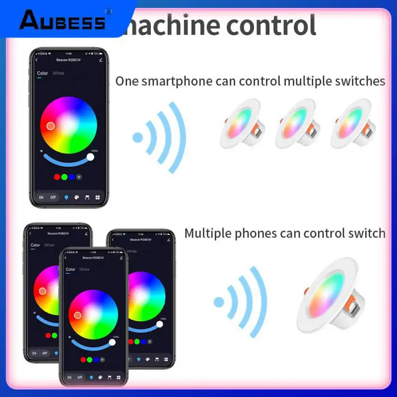 

Energy Saving Colorful Spot Led Lamp Voice Control Recessed Round Light Timer Seting Rgb Downlight Works With Alexa Google Home