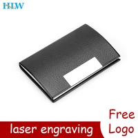 laser engraved logo luxury aluminum pu mens credit card business card holder pocket business rfid wallet travel card holder