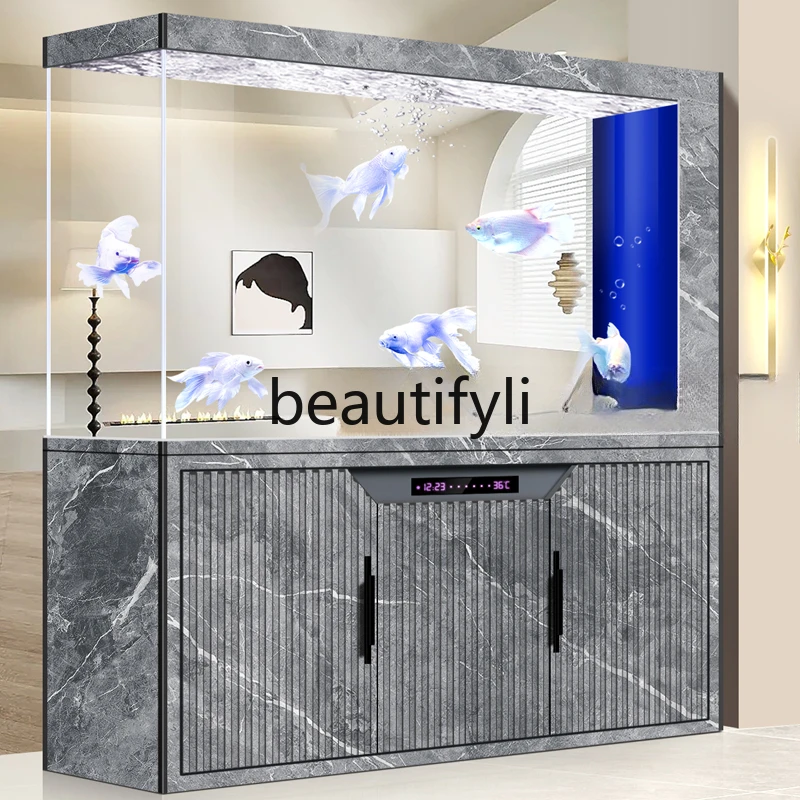 Умный аквариум перегородка с большим экраном в гостиной нижний фильтр аквариуме