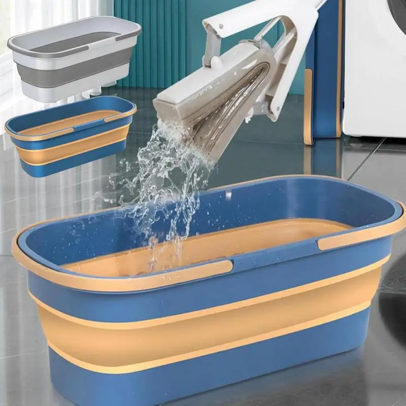 

Foldable Mop Bucket Collapsible Portable Wash Basin Dishpan With Handle Fishing Pail Tools Large-capacity Camping Barrel 2023