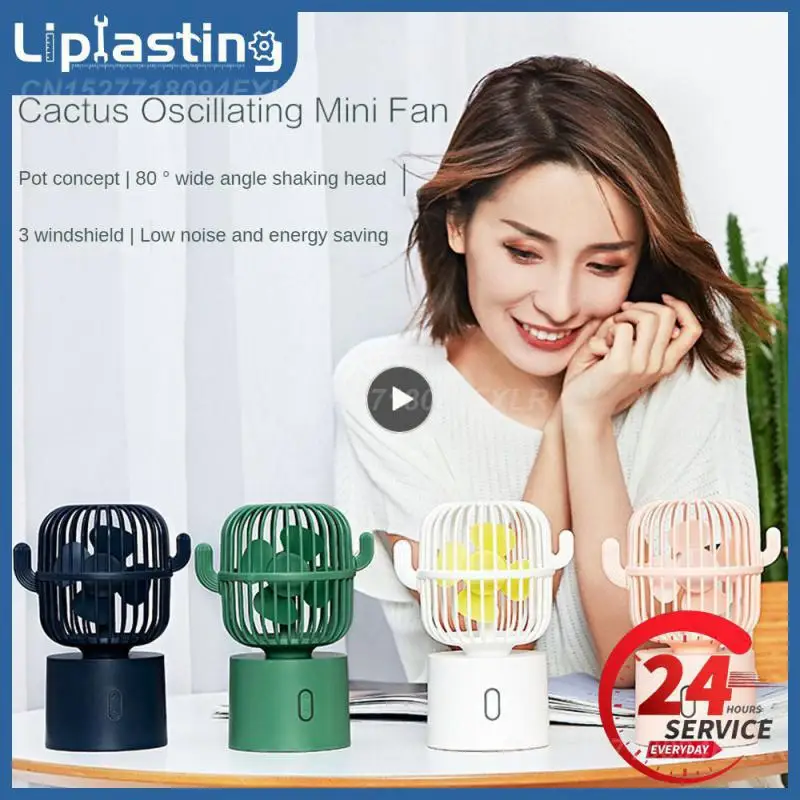 

Low Noise Desktop Small Fan Creative Cactus Shape Air Conditioning Super Long Endurance Energy Saving Shake Head Small Fan