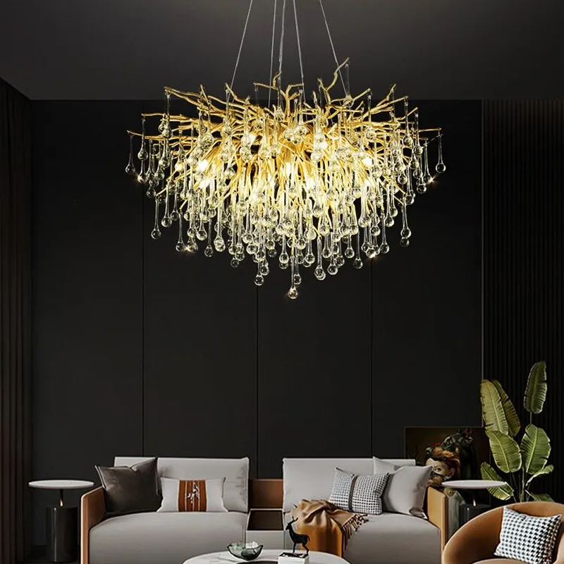 

Nordic Long Crystal Chandeliers for Home Decoration Hall Hotel Dining Room Gold Luxury Living Room Chandeliers Led Lighting G9