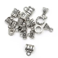 50pcs antique tibetan silver big hole european beads slide connector charms for jewelry making findings wholesale accessories