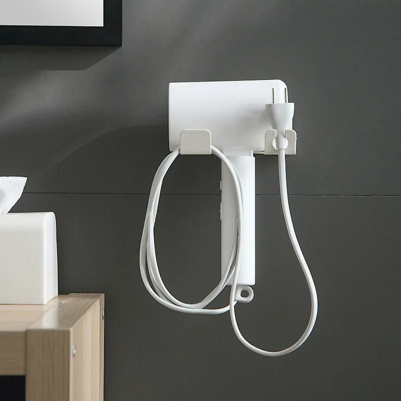 

Hair Dryer Storage Rack Multifunctional Bathroom Shelf Self-adhesive Punching Wall-mounted Iron Air Duct Rack
