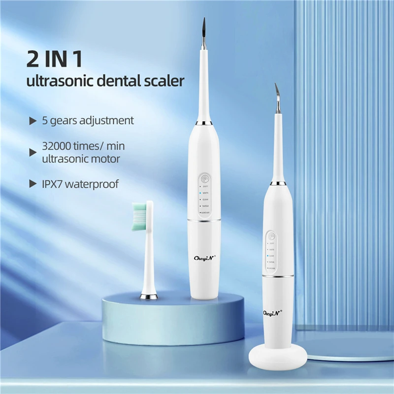 

CkeyiN 2 в 1 перезаряжаемая зубная щетка для удаления красок отбеливание зубов Очищение зубного камня скребок средство для полировки для зубов ...