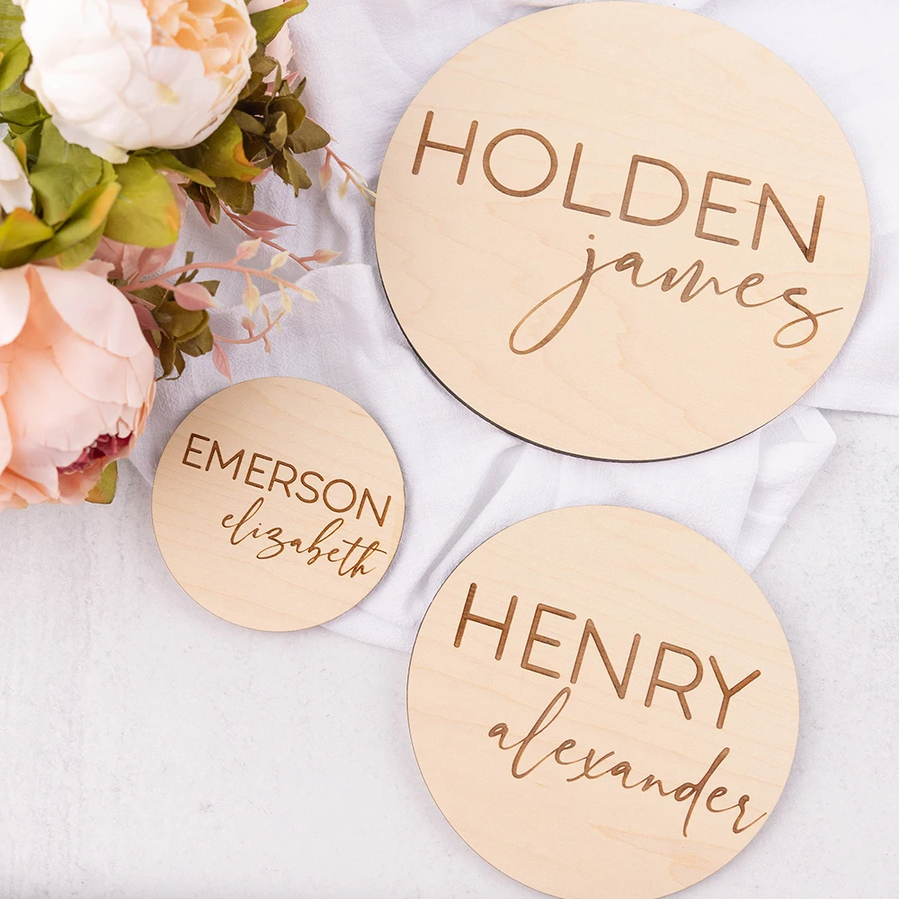 Персонализированная табличка с именем ребенка круглая деревянная для детской
