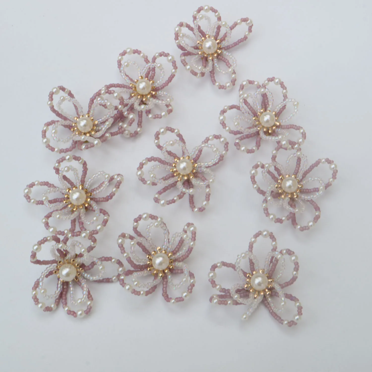 

10pc/lot pearl flower rhinestone beaded Patches for clothes Sew on sequin patch Applique embroidered parches bordados para